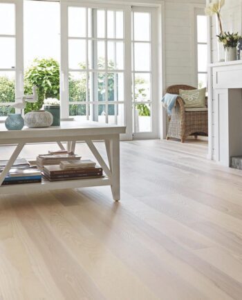 Parquet Tarkett, Prestige, Ash seashell, brushed, 4 sides beveled, 1-strip, Proteco Hardwax Oil
