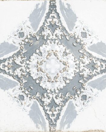 Patterned encaustic-look porcelain floor tile Dune Atlantique Saint-Michel Bleu, 20x20 cm, 9 mm, glass paste relief