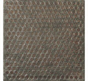 Perforated metal panel-effect porcelain floor tile Dune Diurne Oxide Plate, 20x20 cm, 9 mm, rust brown