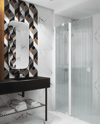 Hinged shower screen with fixed part Hietakari Forma 304