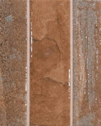 Porcelain tile with three-strip relief Dune Terraluz Teja, 14.7x14.7 cm, 8 mm, brick red