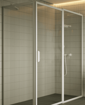 Shower enclosure Hietakari Bläk 756 New York, fixed wall + hinged door with fixed part