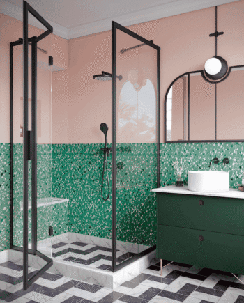 Shower enclosure Hietakari Bläk 890 New York, fixed wall + folding door with fixed part