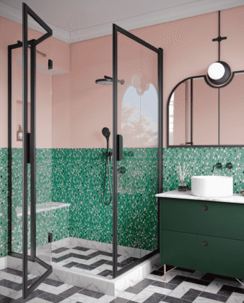 Shower enclosure Hietakari Bläk 896 New York, hinged door + folding door with fixed part