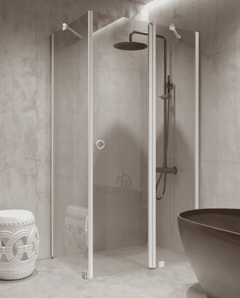 Shower enclosure Hietakari Forma 370, fixed wall + hinged door with fixed part