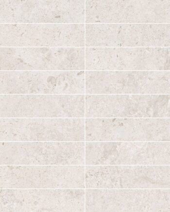 Stone-effect porcelain mosaic tile Tau Dorset White 3x15, 30x30 cm, white