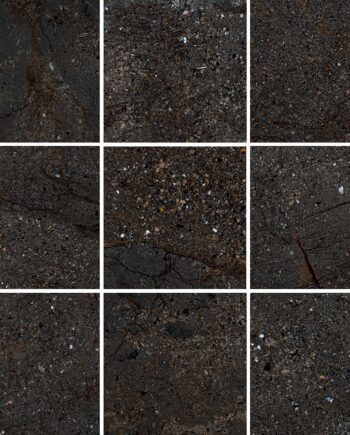Stone-effect porcelain mosaic tile Tau Mainstone Black 10x10 Pol, 30x30 cm, black
