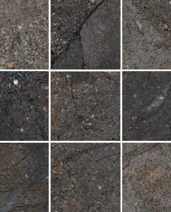 Stone-effect porcelain mosaic tile Tau Mainstone Graphite 10x10, 30x30 cm, graphite grey