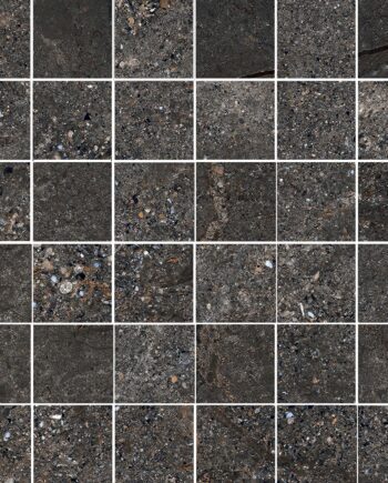 Stone-effect porcelain mosaic tile Tau Mainstone Graphite 5x5, 30x30 cm, graphite grey