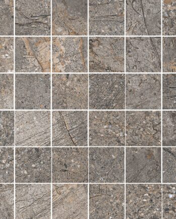 Stone-effect porcelain mosaic tile Tau Mainstone Gray 5x5 Pol, 30x30 cm, grey
