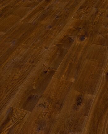 Oak parquet Thede & Witte Boston XL, Darkbrown, knotty, smoked, handscraped, oiled, 1-strip, 2200 x 260 x 15 mm