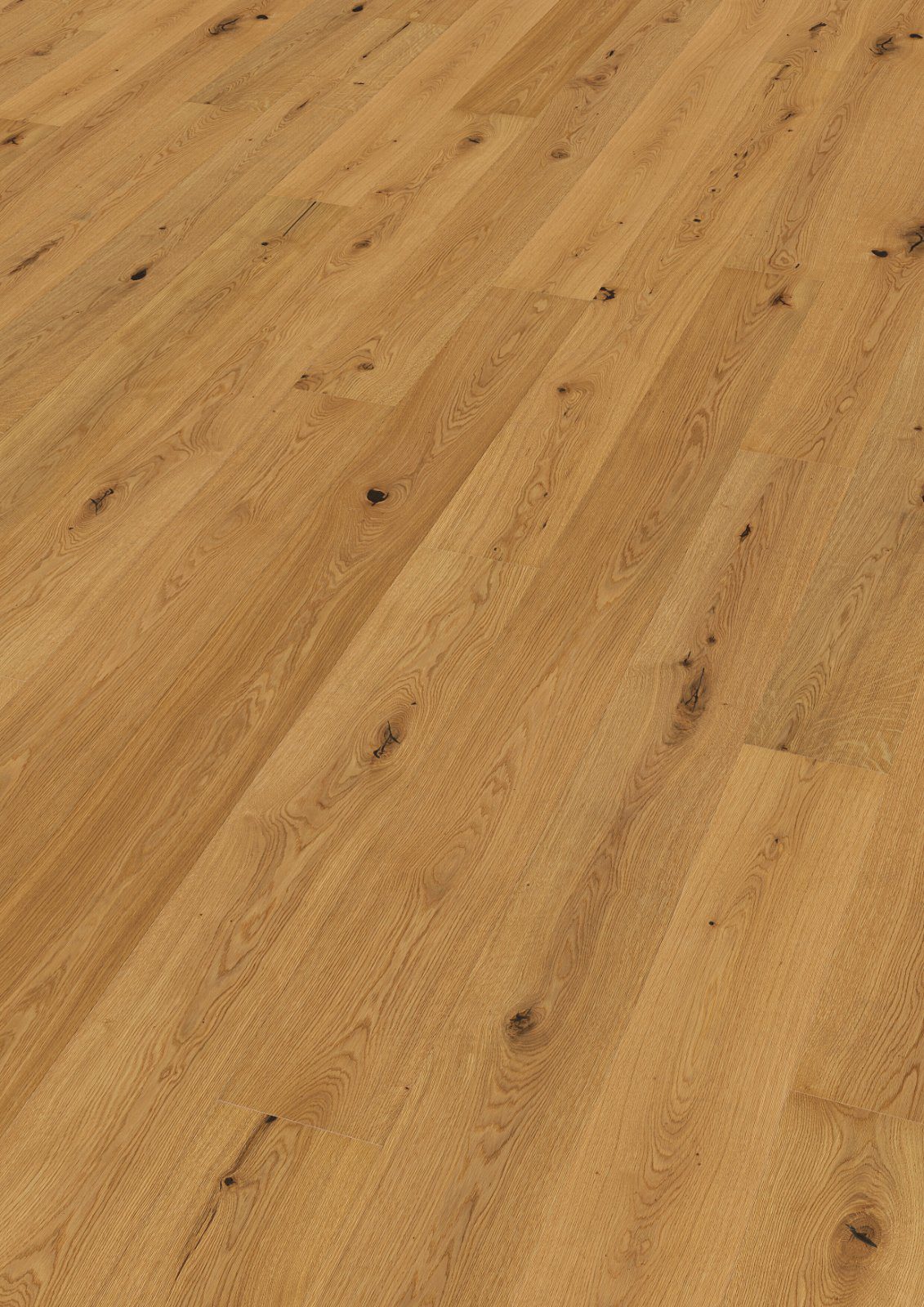 Oak parquet Thede & Witte Euro, knotty, brushed, oiled, sapwood free, 1-strip, 2230 x 194 x 14 mm