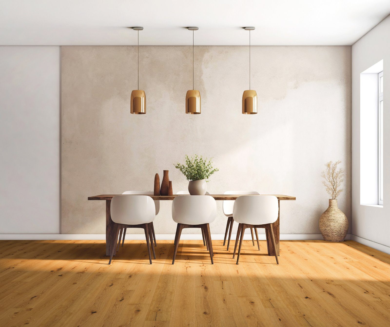 Oak parquet Thede & Witte Euro, knotty, brushed, oiled, sapwood free, 1-strip, 2230 x 194 x 14 mm