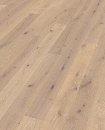 Oak parquet Thede & Witte Euro, rustic knotty, brushed, white oiled, 1-strip, 2230 x 194 x 14 mm