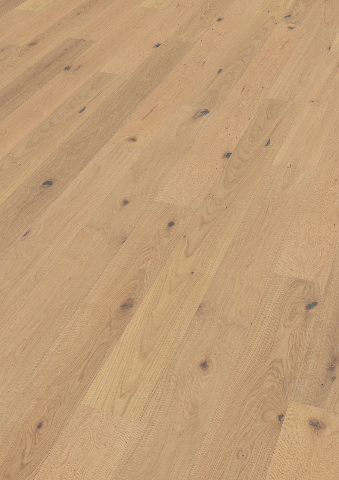 Oak parquet Thede & Witte Euro, knotty, brushed, oiled, rough appearance, 1-strip, 2230 x 194 x 14 mm