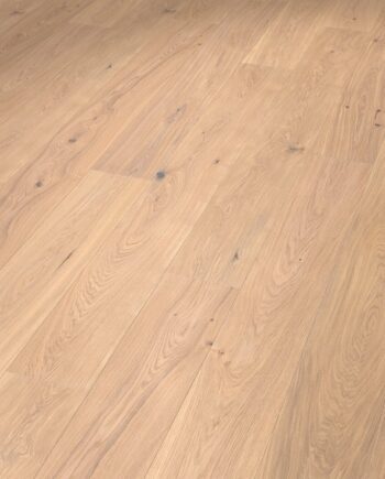 Oak parquet Thede & Witte Euro XL, knotty, brushed, white oiled, 1-strip, 2230 x 254 x 14 mm