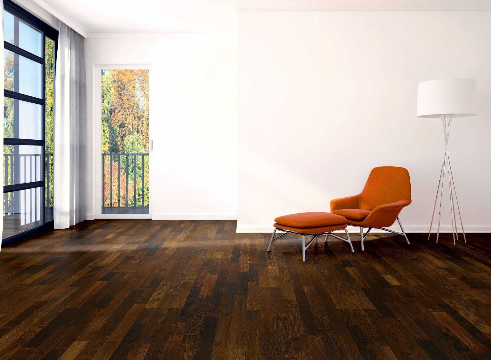 Oak parquet Thede & Witte Euro 3-strip, smoked, oiled, 3-strip, 2200 x 204 x 14 mm
