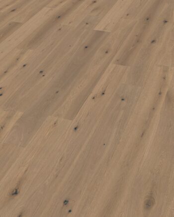 Oak parquet Thede & Witte Boston, rustic knotty, smoked, brushed, white oiled, 1-strip, 1900 x 189 x 14 mm