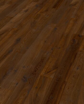 Oak parquet Thede & Witte Boston, Darkbrown, knotty, brushed, oiled, 1-strip, 1900 x 189 x 15 mm