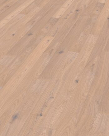 Oak parquet Thede & Witte Boston S, knotty, brushed, white oiled, 1-strip, 1860 x 148 x 10 mm