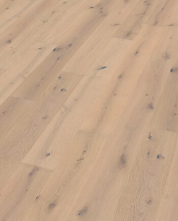 Oak parquet Thede & Witte Boston, knotty, brushed, white oiled, 1-strip, 2200 x 220 x 15 mm