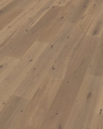 Oak parquet Thede & Witte Boston, knotty, smoked, brushed, white oiled, 1-strip, 2200 x 220 x 15 mm
