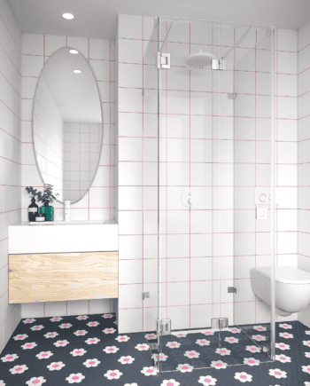 U-shaped shower enclosure Hietakari Vetro 561, chrome fittings, clear glass