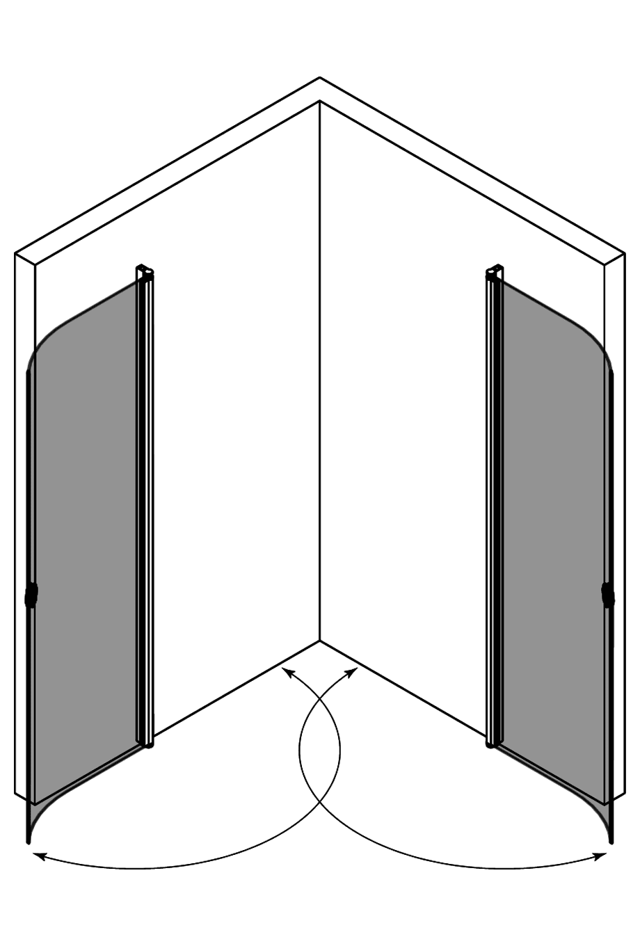 Curved shower enclosure Hietakari Forma 386 – 3D drawing Curved shower enclosure Hietakari Forma 386 – 3D drawing