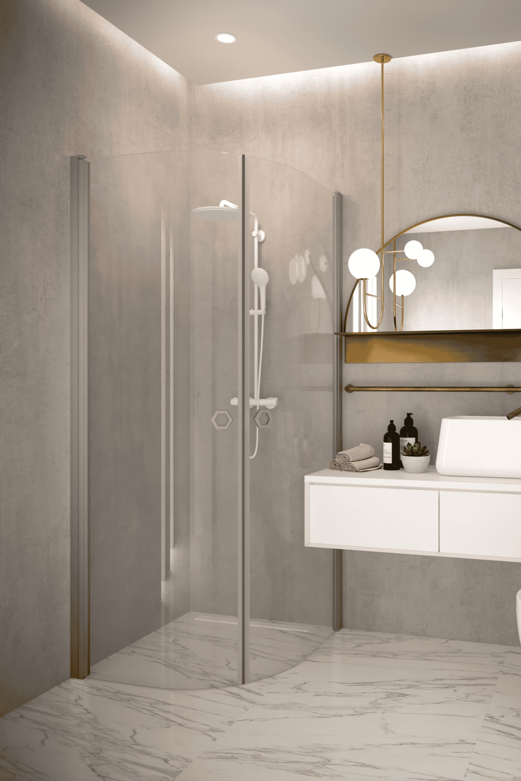 Curved shower enclosure Hietakari Forma 386, curved hinged doors – 4