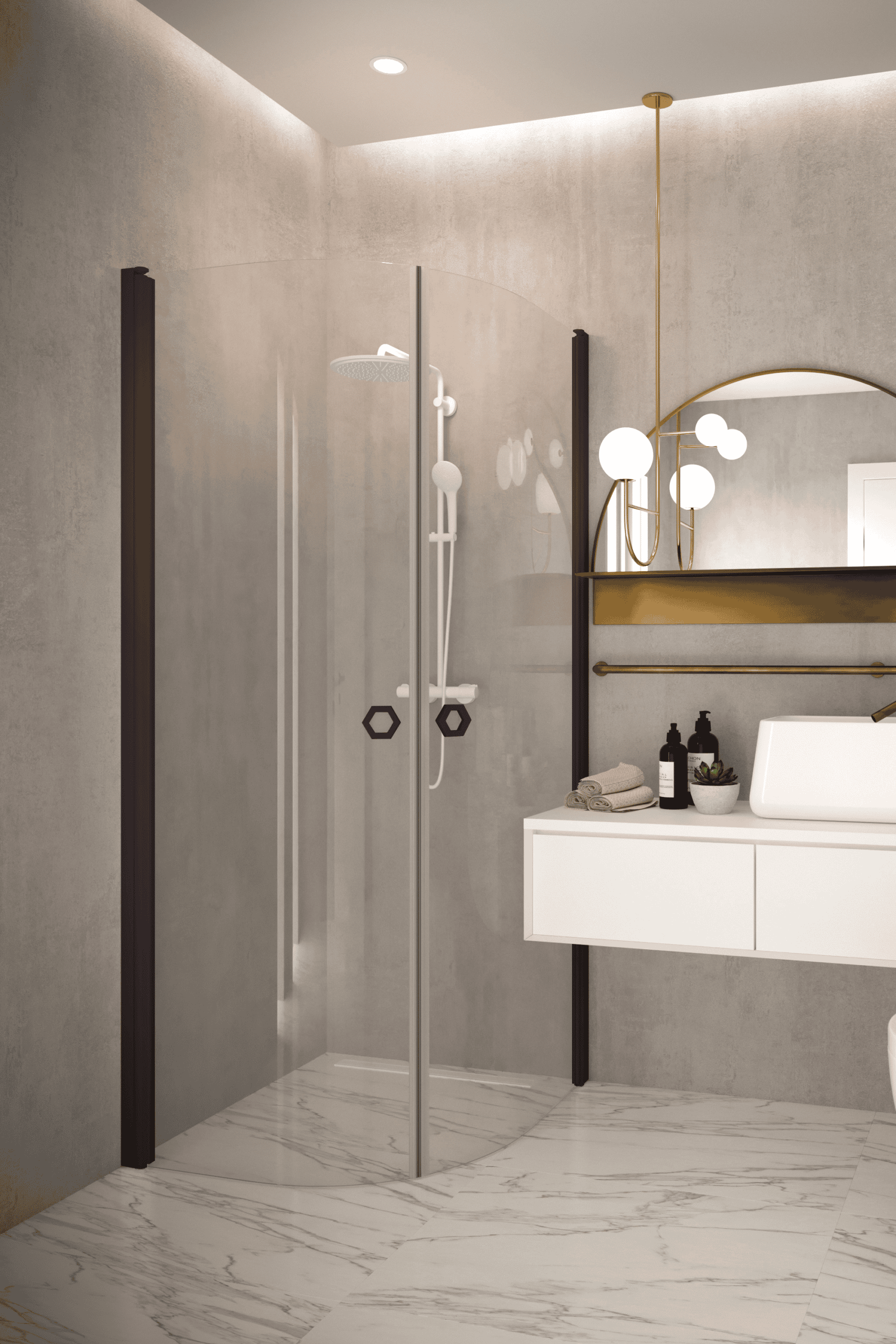 Curved shower enclosure Hietakari Forma 386, curved hinged doors – 8