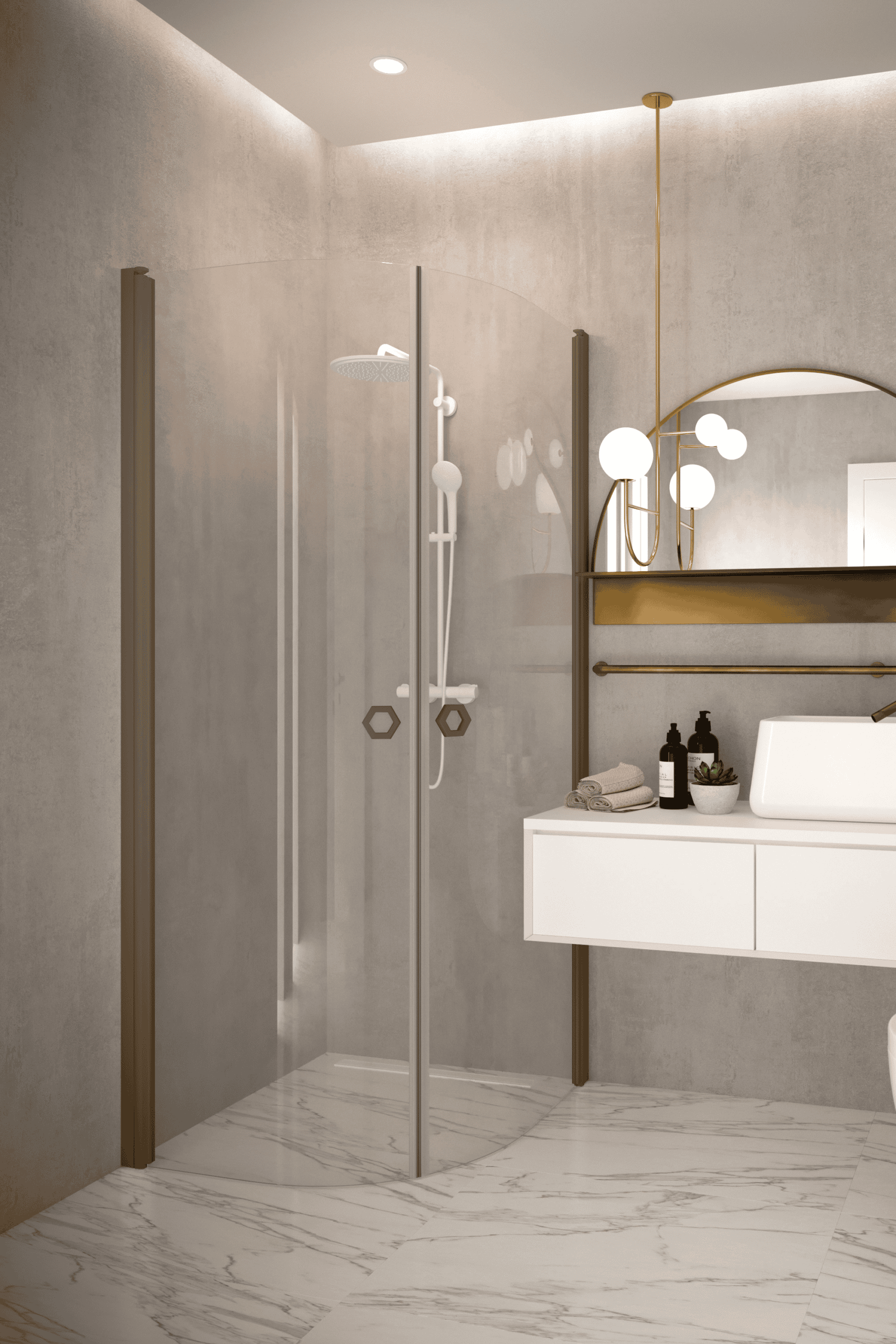 Curved shower enclosure Hietakari Forma 386, curved hinged doors – 7