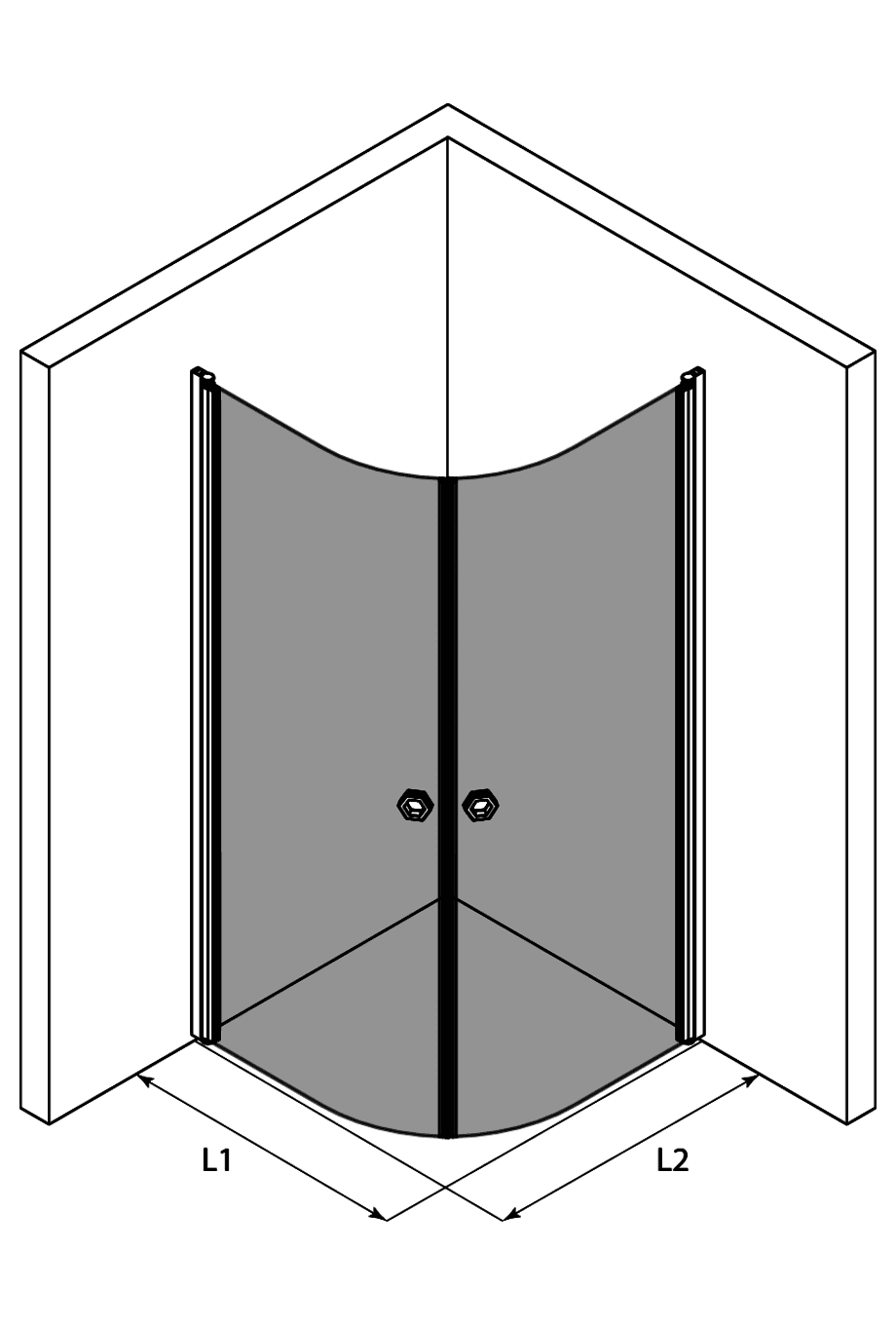 Curved shower enclosure Hietakari Forma 386, curved hinged doors – 2