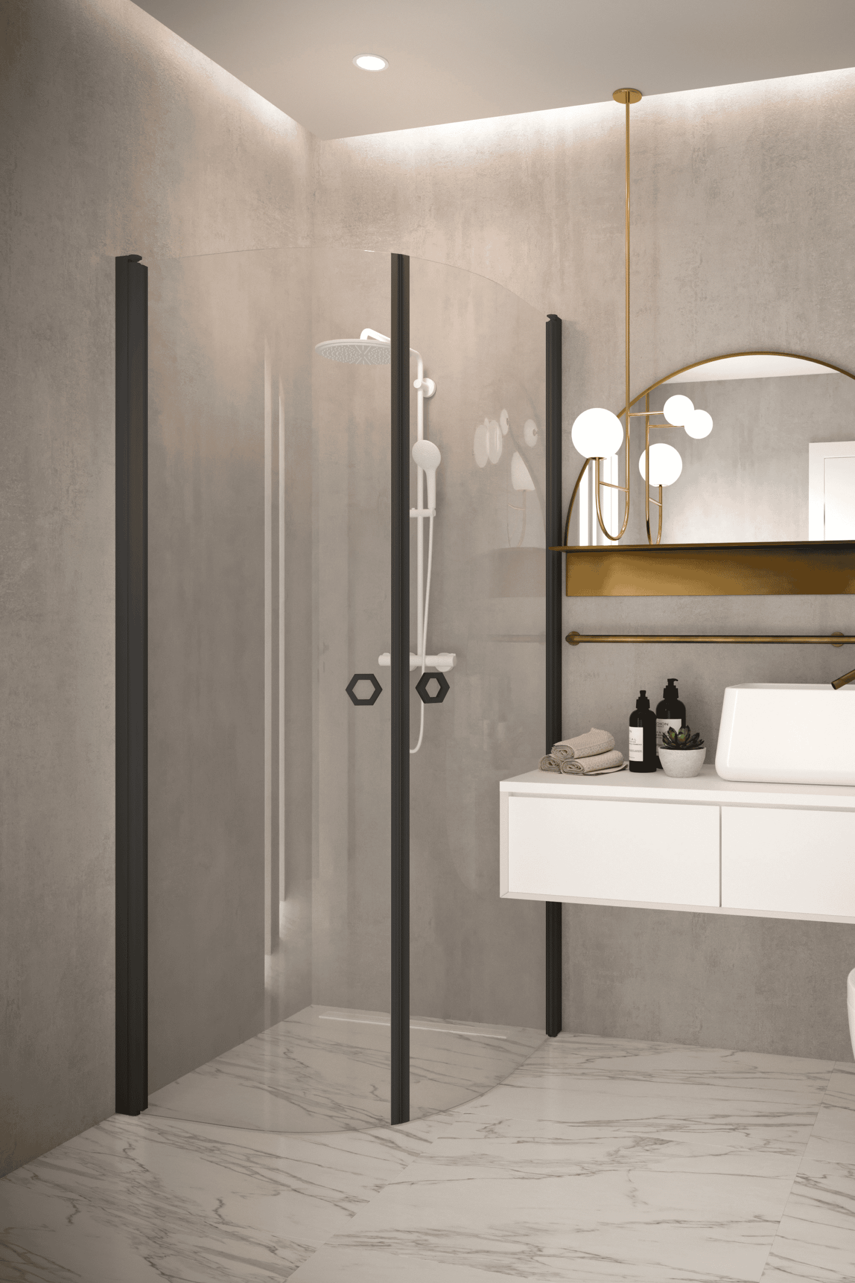Curved shower enclosure Hietakari Forma 386, curved hinged doors – 5
