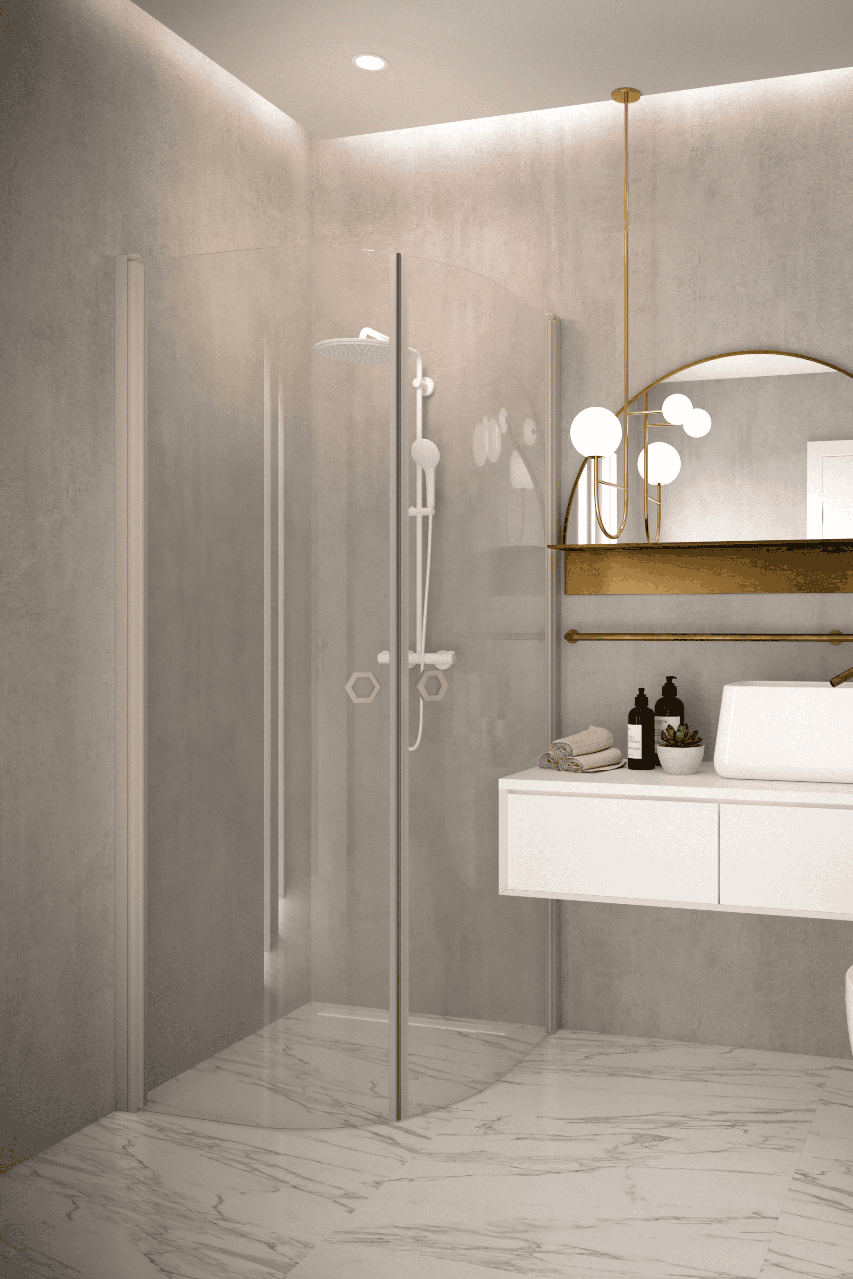 Curved shower enclosure Hietakari Forma 386, curved hinged doors – 6