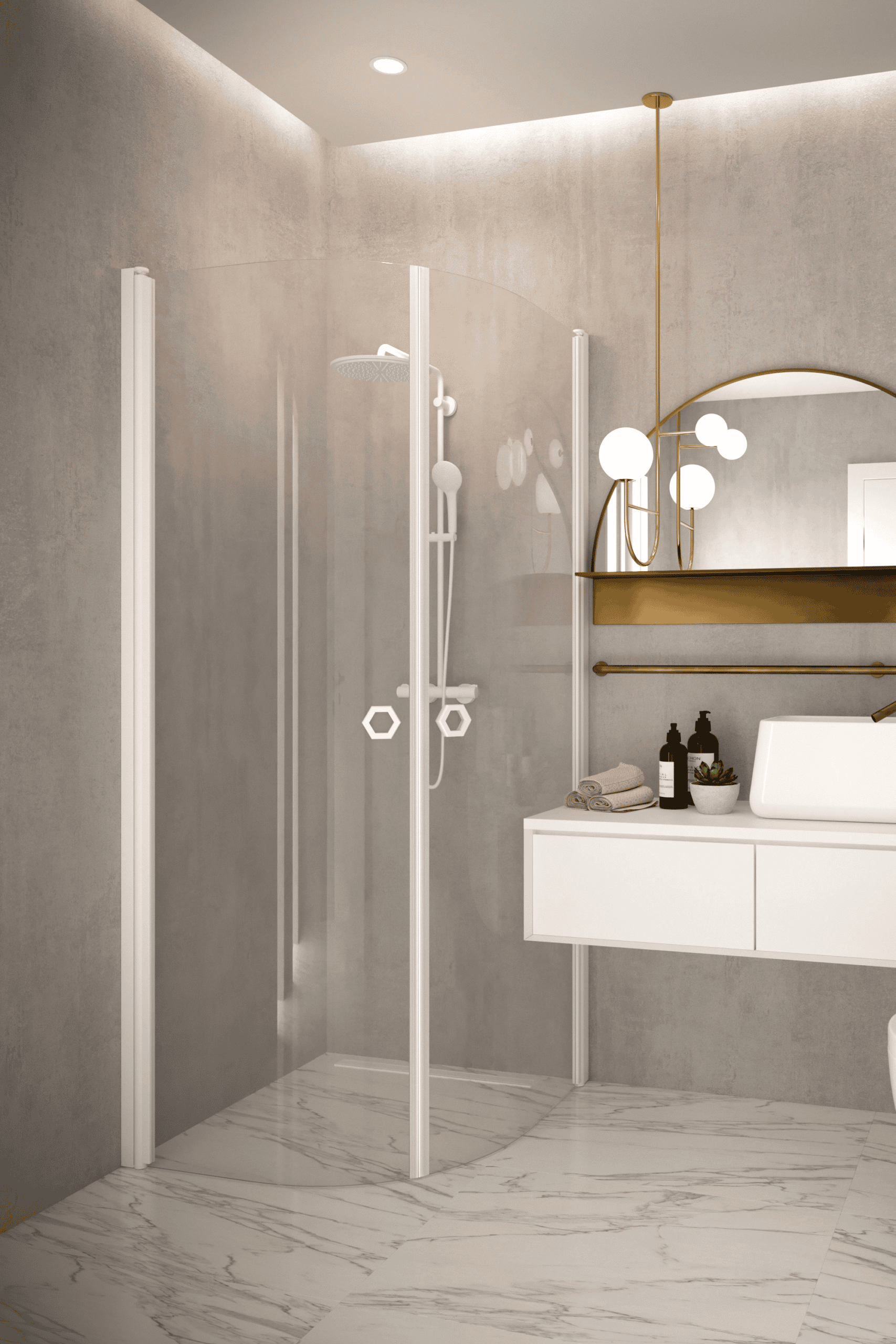 Curved shower enclosure Hietakari Forma 386, curved hinged doors