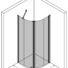Curved shower enclosure Hietakari Infinia 265 – 3D drawing Curved shower enclosure Hietakari Infinia 265, fixed wall + hinged door – 3