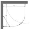 Curved shower enclosure Hietakari Infinia 265 – dimension drawing Curved shower enclosure Hietakari Infinia 265 – dimension drawing