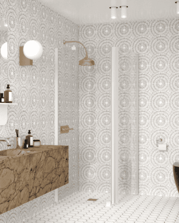 Curved shower enclosure Hietakari Infinia 265, fixed wall + hinged door