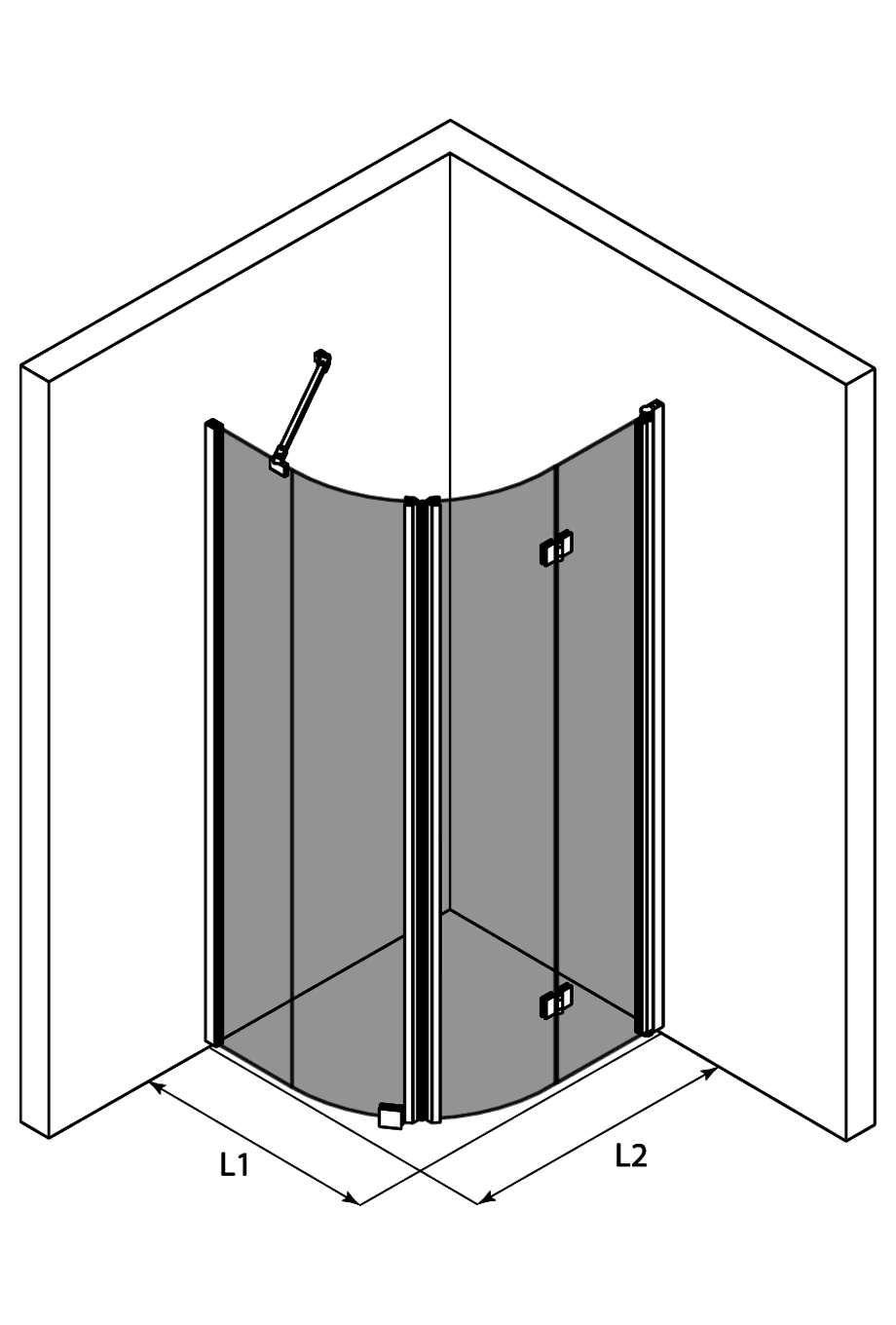 Curved shower enclosure Hietakari Infinia 266, fixed wall + folding door – 3