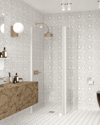 Curved shower enclosure Hietakari Infinia 266, fixed wall + folding door