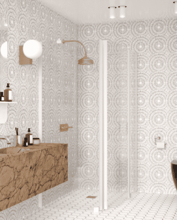Curved shower enclosure Hietakari Infinia 267, fixed wall + hinged door with fixed part