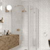 Curved shower enclosure Hietakari Infinia 268, aluminium frame, clear glass Curved shower enclosure Hietakari Infinia 268, fixed wall + folding door with fixed part – 4