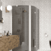 Curved shower enclosure Hietakari Infinia 268, white frame, grey tinted glass Curved shower enclosure Hietakari Infinia 268, white frame, grey tinted glass