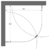 Curved shower enclosure Hietakari Infinia 269 – dimension drawing Curved shower enclosure Hietakari Infinia 269, hinged door + hinged door – 2