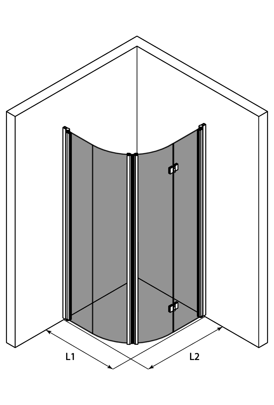 Curved shower enclosure Hietakari Infinia 270, hinged door + folding door – 3