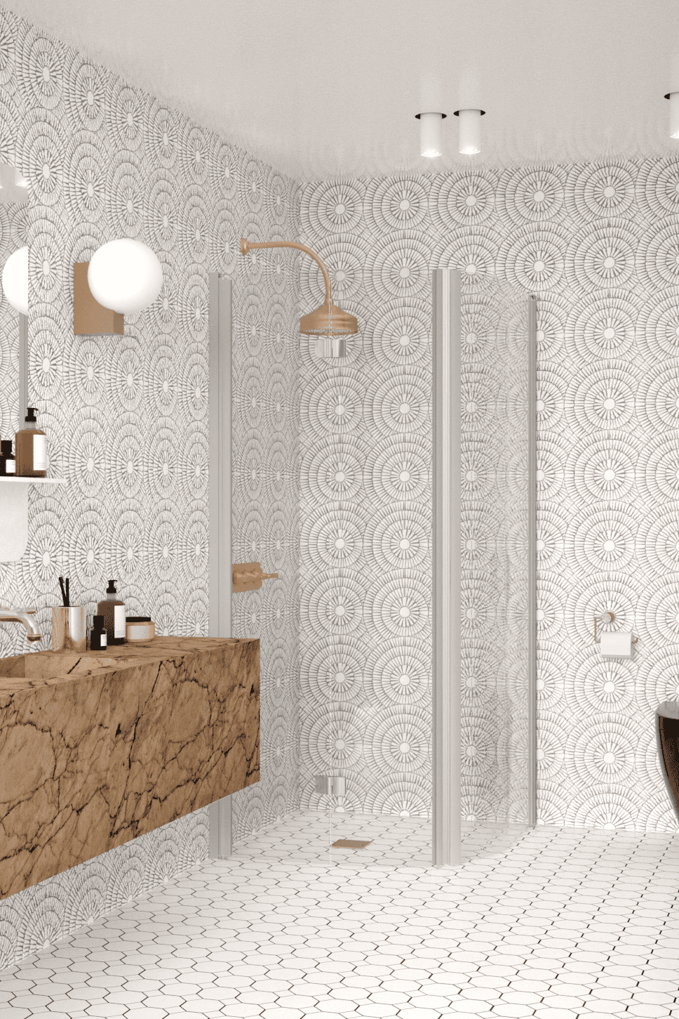 Curved shower enclosure Hietakari Infinia 270, hinged door + folding door – 4