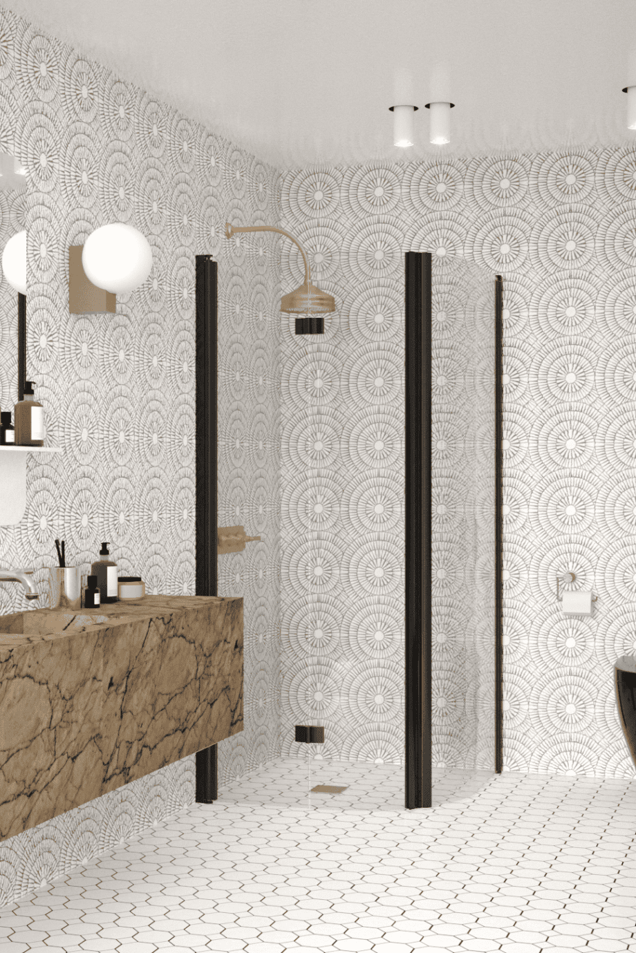 Curved shower enclosure Hietakari Infinia 270, black frame, clear glass Curved shower enclosure Hietakari Infinia 270, hinged door + folding door – 5