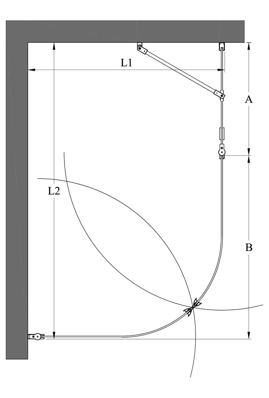 Curved shower enclosure Hietakari Infinia 271 – dimension drawing Curved shower enclosure Hietakari Infinia 271 – dimension drawing