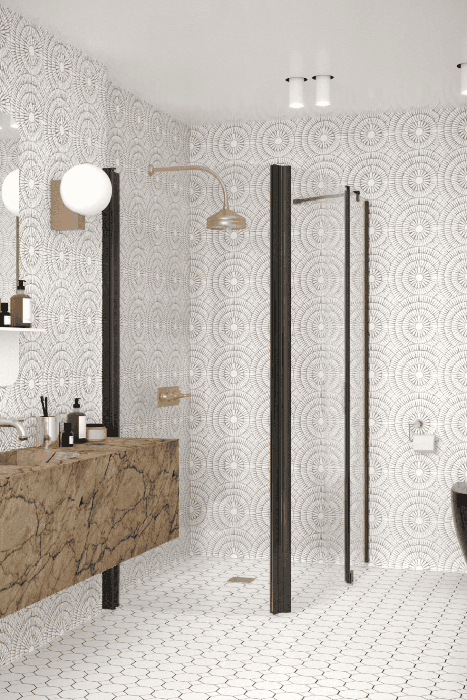Curved shower enclosure Hietakari Infinia 271, black frame, clear glass Curved shower enclosure Hietakari Infinia 271, hinged door + hinged door with fixed part – 5