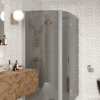 Curved shower enclosure Hietakari Infinia 272, aluminium frame, grey tinted glass Curved shower enclosure Hietakari Infinia 272, aluminium frame, grey tinted glass
